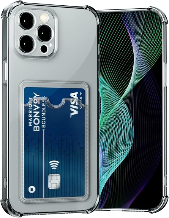 Ehr. iPhone 16 Pro Max Uyumlu Kamera Korumalı Kartlıklı Köşeleri Airbag Tasarımlı Darbe Önleyici Şeffaf Silikon Kılıf (Siyah, iPhone 16 Pro Max)