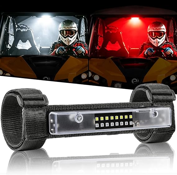 UTV Interior Dome Light Red/White with Switch, Roll Bar Mount LED Light