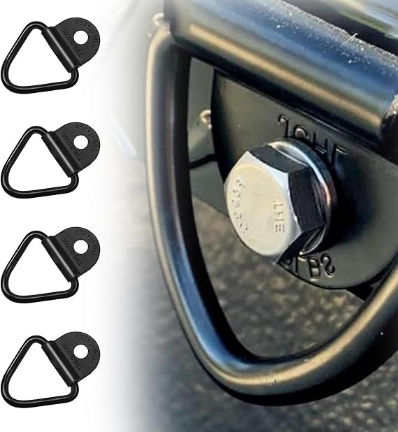 4 PCS Car V Tie Down Anchor, 2.3 x 2.2 Multifunctional Metal Hook Trunk Fixing Rail Accessory, Heavy-Duty Truck Bed Tie-Down Anchor Replacement, Universal for Cars Off-Road Vehicle (Black)