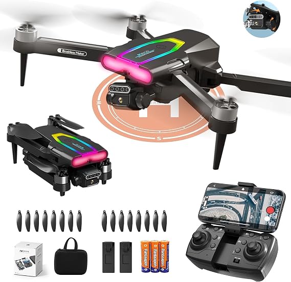 Drone with Camera for Adults 1080P HD Dual Rudder Eletric Adjust, Mini Drone with Obstacle Avoidance 50 Min Long Flight Time,Foldable RC Quadcopter with Brushless Motor for Beginner,Dual Camera Drone from Techwonderz