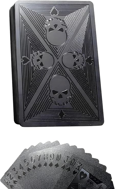 Black Skull playing Paper Slippery Plastic Waterproof Playing Paper gin500