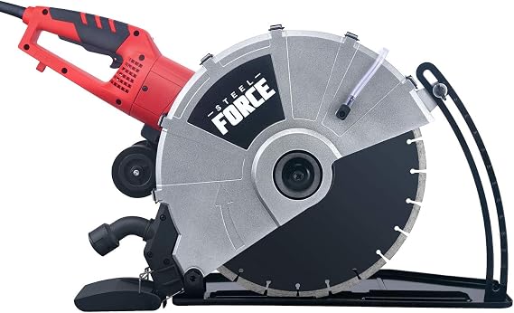 Steel Force KPC 3551 Portable 14" Wet/Dry Electric Corded Circular Concrete Saw/Power Angle Cutter 2600W w/Water Line & Guide Roller (With Blade)