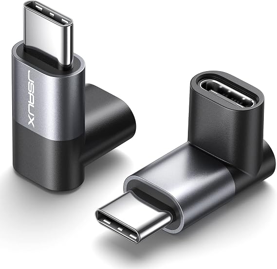 JSAUX 90 Degree USB C to USB C Adapter 2-Pack, 100W 40Gbps, Gray