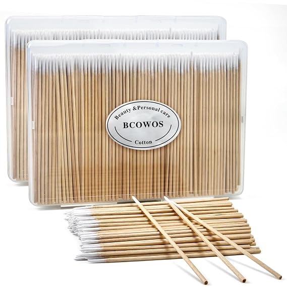 Bcowos 4" Pointed Cotton Swabs with Storage Case, Precision Tips, 800Count