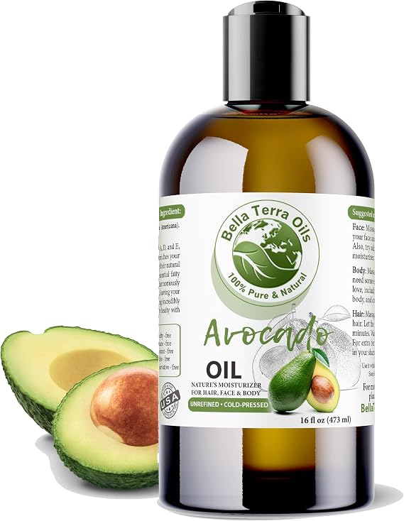 Bella Terra Oils - Avocado Oil 16oz - Cold-Pressed Purity, Unveiling Avocado's Nutritional Treasures, Perfect Carrier Oil for Blending Essentials