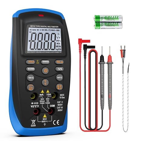 Digital Multimeter Voltage Tester, 6000 Count True RMS Auto Ranging NCV | 6000-count True RMS meter with AC/DC, NCV, auto/manual range and multi-function testing for electrical troubleshooting