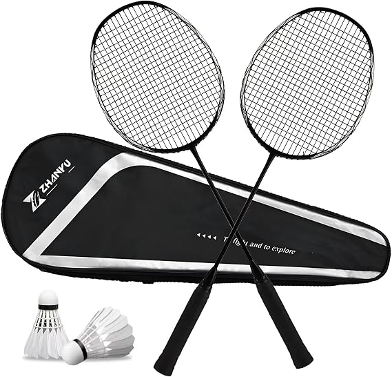 Badminton Racket Set,4U 82g Lightweight Full Carbon Fiber Portable Badminton Set,Enhanced High-Rebound Double Racket,Including 2 Shuttlecocks,1 Bag,Perfect for Outdoor Games