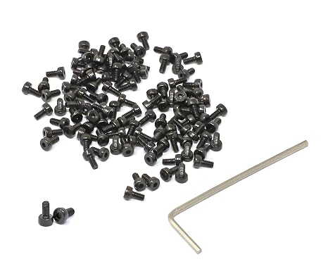 iexcell 100 Pcs M2 x 4mm Thread Pitch 0.4 mm Alloy Steel 12.9 Grade Hex Socket Head Cap Screws Bolts Kit, Black Oxide Finish