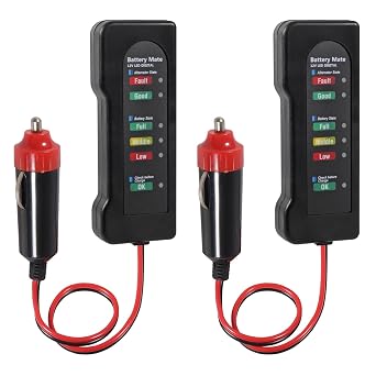UMLIFE 2PACK Car Battery Tester 6 LED Indicators Digital 12V Multi Functions Alternator Tester for Car Motorbike