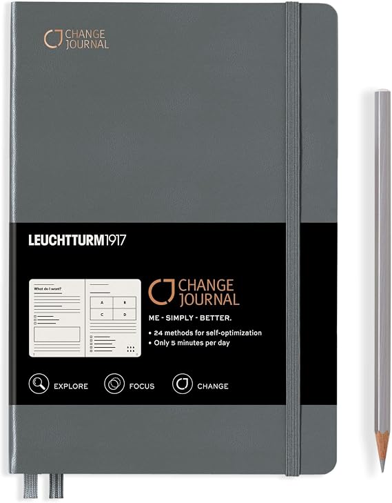 LEUCHTTURM1917 - Change Journal - Notebook Guide with 24 Methods to Help You Improve Your Productivity - 294 pages, (Anthracite)