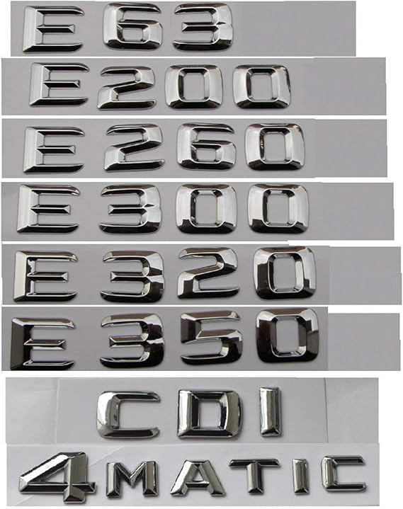 Chrome Car Trunk Letters Badge Emblem Emblems for Mercedes Benz E43 E55 E63 AMG E200 E250 E300 E320 E350 E400 E180 4MATIC CDI (E400)