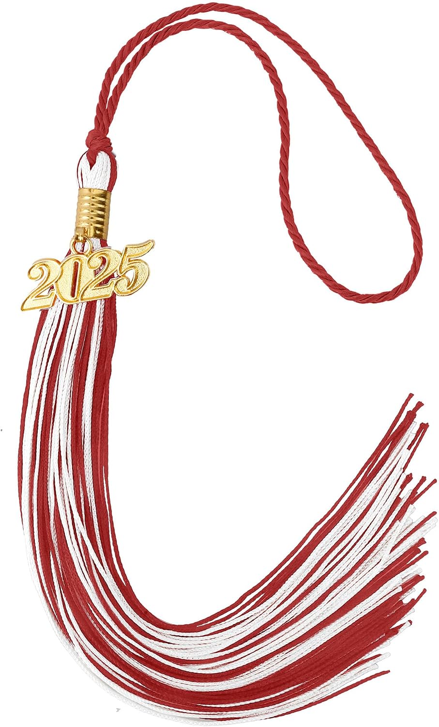2025 Tassel Graduation, Tassels for Graduation Cap 2025, Red White Tassel Cap Decorations with Gold Charms Memorial Cords Graduate Hat Ceremonies Accessories for Class of School Grad Souvenir Gifts