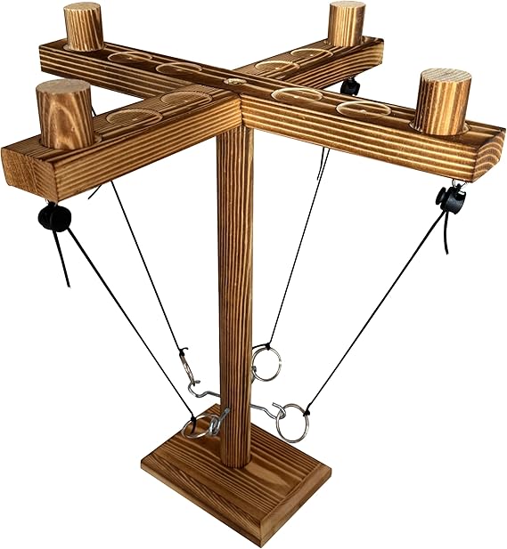 Ring Toss Games for Adults,Wooden Hook and Tossing Game,Hook and Ring Games 2-4-Player PK, Ring Hook Game with Ladder (13 inch)