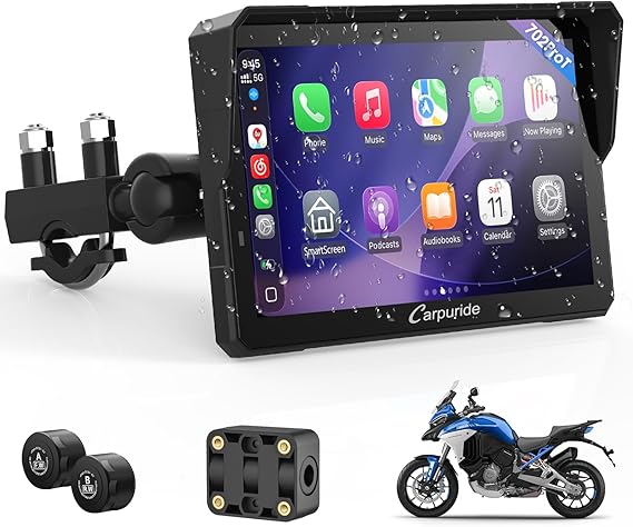 Carpuride W702T PRO 7" Motorcycle with CarPlay & Android Auto & TPMS