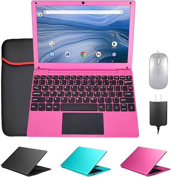 10.1 Inch Mini Netbook, Quad-Core Processor Laptop Computer, 2GB Memory 64GB Storage Android 12 Portable Notebook Built-in Webcam, WiFi & Bluetooth Keyboard & Mouse for Home Schooling & Office Work