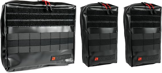 BuiltRight Industries MOLLE Pouch 3pc Kit - Splash-Proof, TPU Coated, MIL-SPEC, Black