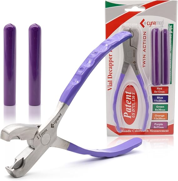 Cynamed Twin Action Decapper Pliers - Perfect for Decapping 8mm and 11mm Crimped Vials and Bottles