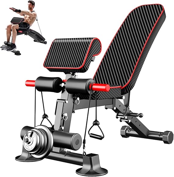 Adjustable Weight Bench Utility Workout Bench for Home Gym,Foldable Incline Decline Benches for Full Body Workout,Maximum Weight 600 Lbs