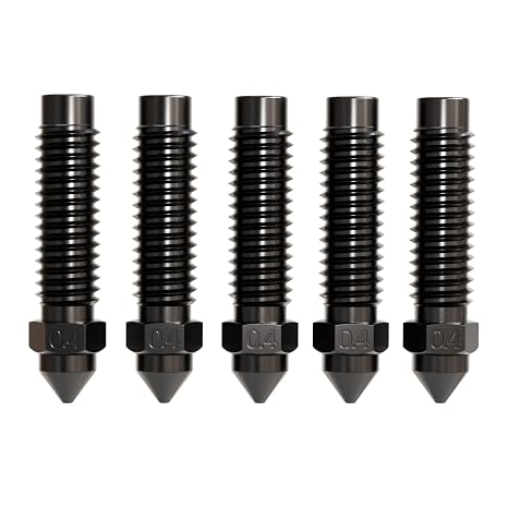 Elegoo Centauri Carbon Series 3Dプリンター用硬化スチールノズル、0.4mm高温&耐摩耗性押出機ノズル、1.75mmフィラメント用、詰まり防止ホットエンドアクセサリー5個