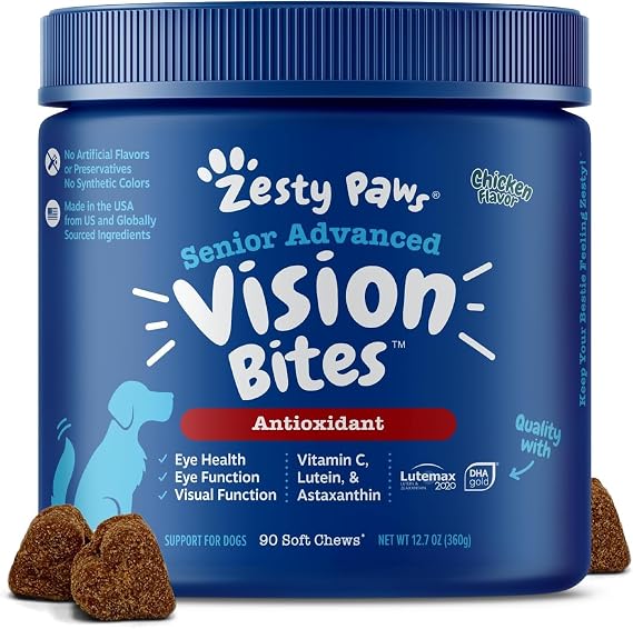 Zesty Paws Senior Dog Supplement - Eye & Vision Chews, Chicken, 90 Ct