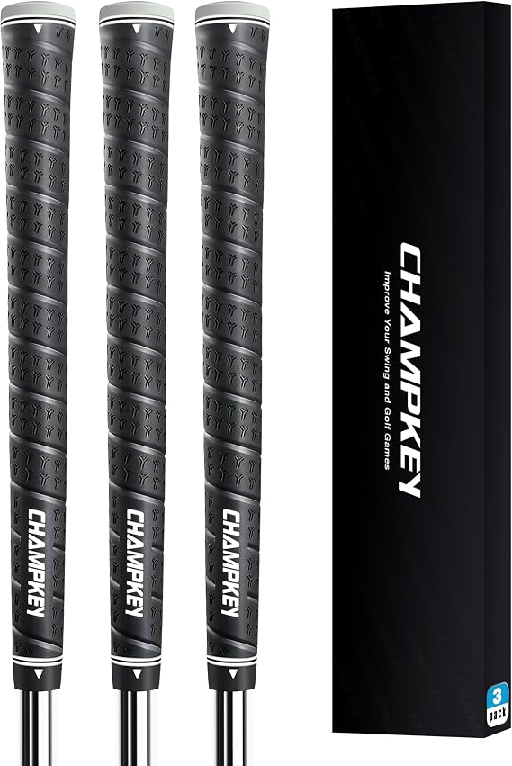 CHAMPKEY 3 Pack WRAP-Y Rubber Golf Grips - High Feedback and Traction Golf Club Grips(Do Not Includes Solvent and Grip Remove Kit)