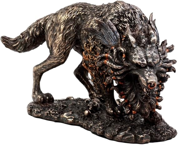 Ebros Gift Viking Norse Mythology Fenrir Wolf God Slayer of Odin Figurine 8.25" L Vanagandr Giant Wolf Figurine Poetic Edda Prophecy Norselandic European Old Religion