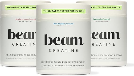 BEAM Creatine Flavor Bundle Raspberry Lemon, Blue Raspberry & Watermelon Micronized Creatine Monohydrate Powder for Muscle Strength, Growth, Power, Endurance & Recovery Third-Party Tested