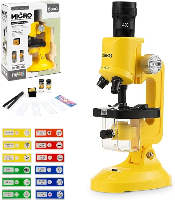 Little World Kids Microscope with LED Light - 100X/400X/1200X Magnification