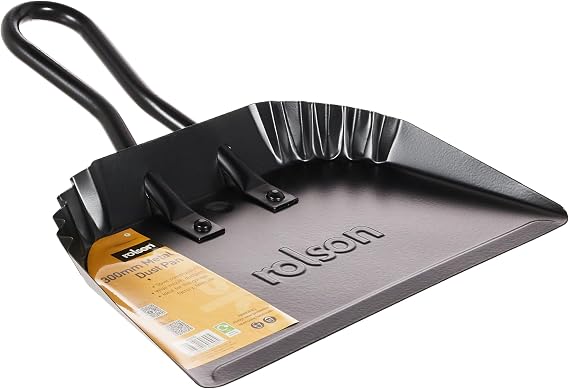 Rolson 60690 Metal Dust Pan, 300 mm, Black