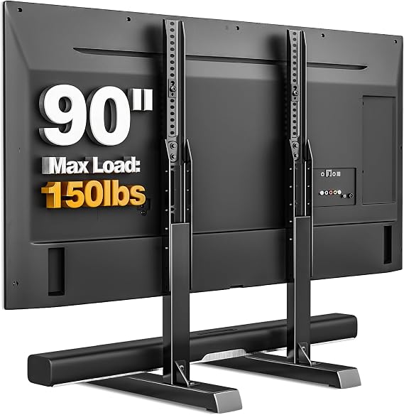 TVON Universal TV Legs, Table Top TV Stand Base with Height Adjustable | for Most 37-90 Inch TVs, Holds up to 150lbs with Cable Management, Max VESA 800x600mm, Black