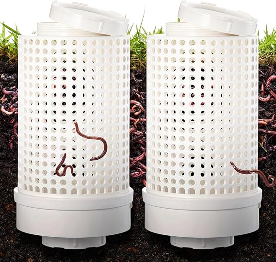 Blosssound 2 Pcs Inground Worm Composter Outdoor Farm Compost Bin Reducing Food Waste Composting Systems Sustainable Worm Composter for Raised Garden Beds at Home (11.81 x 6.3 x 6.3 Inch)
