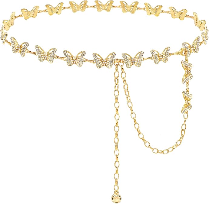 Glamorstar Chain Belt for Women Rhinestone Crystal Waist Belts for Dress Gift