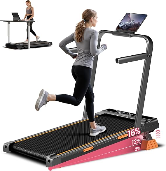 4-in-1 Walking Pad Treadmill with 16% Incline,Quiet Under Desk Treadmills for Home & Office, Compact Foldable Treadmill with Handles and 2.5HP Brushless, 330 LBS Capacity