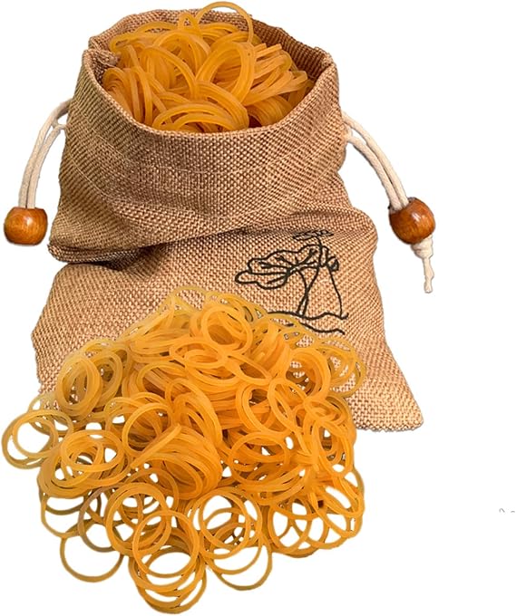 TIETHEKNOT 700pcs Stretchable Rubber Bands And Linen Pouch Drawstring Accessories, For Home Or Office Use.Special For Rubber Band Gun