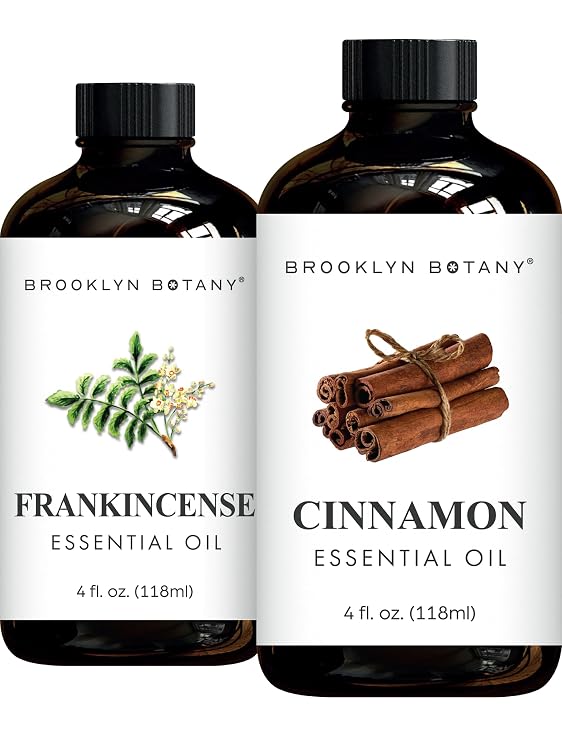 Brooklyn Botany Frankincense & Cinnamon Essential Oils 4 Fl Oz (Pack of 2) 100% Pure & Natural Warm & Grounding Aromatherapy Blend