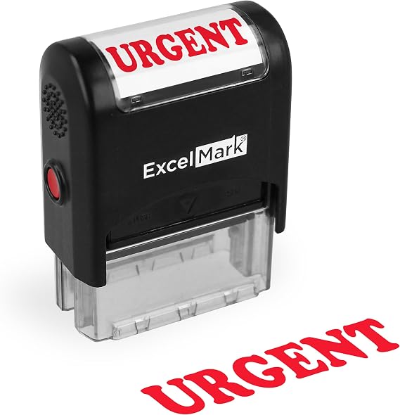 ExcelMark Urgent Self Inking Rubber Stamp - Red Ink
