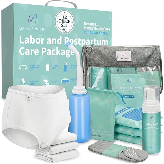 Mama & Wish Postpartum Essentials Kit | Peri Bottle, Witch Hazel & More