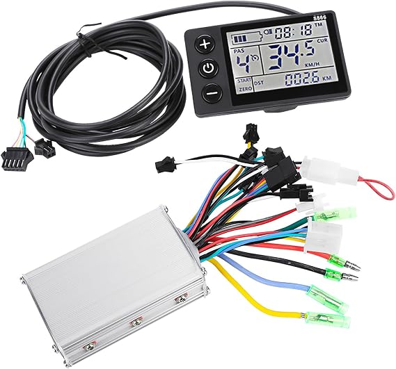 Electric Motor Controller, 36V-48V Waterproof LCD Display Panel Brushless Controller Kit for Electric Bicycle Scooter, 36V-250W/48V-350W Ships Randomly