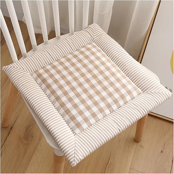 Square Dining Room Chair Cushions 16x16, Chair Pads for Dining Chairs 2/4/6 Pack, Washable Cotton and Linen Dining Seat Cushions, Indoor Outdoor Seat Pads (Khaki 6 Packs)