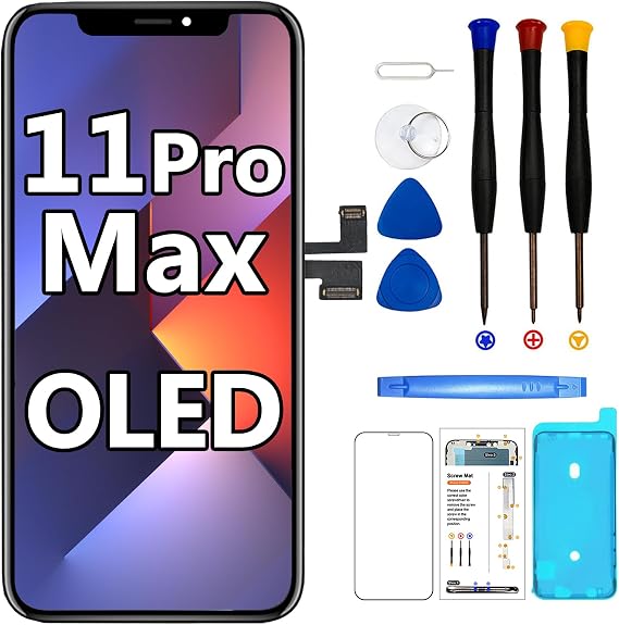 LMQ for iPhone 11 Pro Max OLED Screen Replacement 6.5'' with Repair Kits | 3D Touch FHD Display, for A2218, A2220, A2161, Waterproof Adhesive, Tempered Glass, Truetone Programmable
