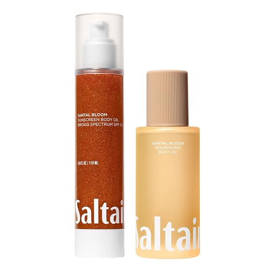 Saltair Santal Bloom Body Duo SPF 50 Dry Oil & Hydrating After Shower Oil | Lightweight, Moisturizing & Non-Greasy Skin Care Set