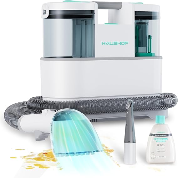 HAUSHOF Portable Carpet Spot and Upholstery Cleaner, 12Kpa Powerful Suction
