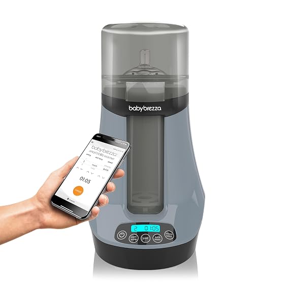 Baby Brezza Smart Baby Bottle Warmer, Breastmilk Warmer + Defroster Free App - Different Temperatures for Breastmilk + Formula - Universal Fit for All Bottles + Milk Bags - Calentador de Biberones