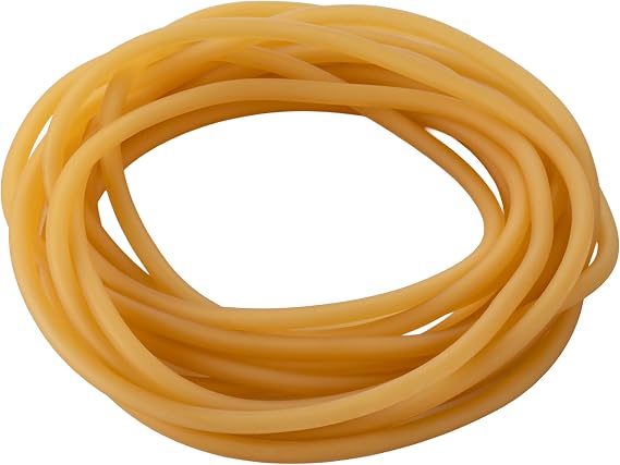 Natural Latex Rubber Tubing ID 1/8", 1/4" OD, 16.5 ft Length (Yellow)