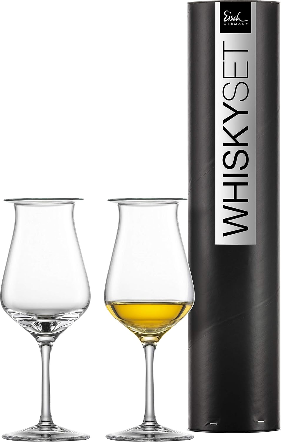Eisch Malt-Whisky Nosing Glasses Set of 2 – Handcrafted Crystal Glass with Aroma Lids - for Single Malt & Blended Whisky - Gift Tube Packaging - Dishwasher Safe - Made in Germany