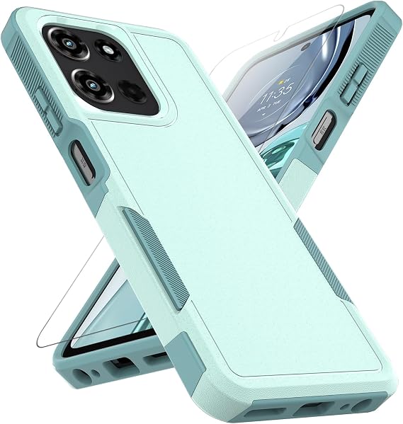 for Motorola Moto G 2026 / Moto G 2025 / Moto G Play 2026 Case: Dual Layer Protective Heavy Duty Cell Phone Cover Shockproof Rugged with Screen Protector - Military Protection Bumper Tough, Mint Green