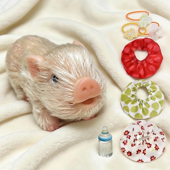 OtardDolls 5 Inch Reborn Piggy Dolls, Lifelike Full Silicone Soft Mini Pig Dolls Mini Realistic Newborn Soft & Stylish Cute Realistic Animals Pig Toy for Kids
