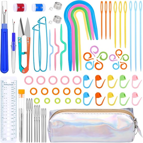 Cable Needles for Knitting Accessories Kit Knitting Kits Knitting Supplies | Knitting Stitch Holders Stitch Markers for Knitting Tools Plastic Needles Seam Ripper Cable Needles for Weaving