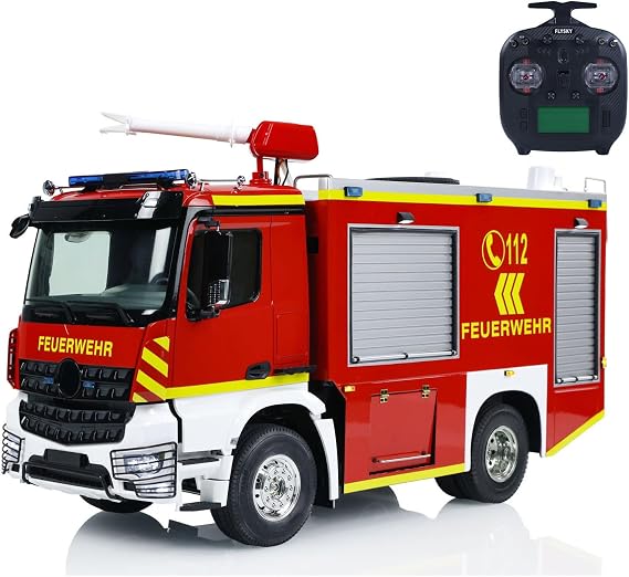 4x2 1/14 RC Fire Vehicles 3-Speed Transmission Radio Control Fire Fighting Truck Light Sound System Hobby Fire Truck Model Fire Engine Fire Brigade Vehicle Rescue Truck Model Pumper Truck
