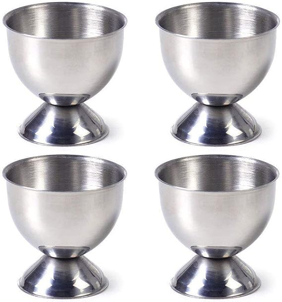 Egg Cup Egg Tray Stainless Steel Soft Boiled Egg Cups Holder Stand Dishwasher Safe (4 Packs) Kitchen Tool Set